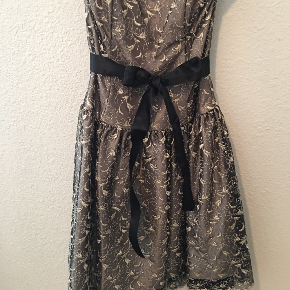 Jessica McClintock, cocktail dress, black lace, 6